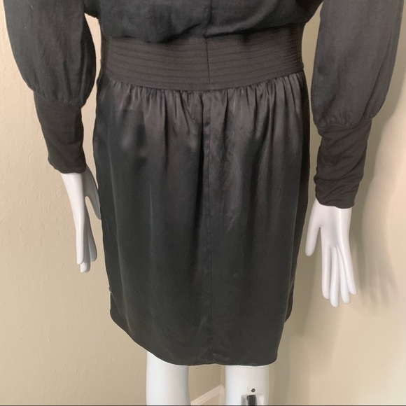HUGO BOSS Orange Amirella Silk Blend Zip Back Black Dress Long Sleeve Size 8 - Picture 13 of 16